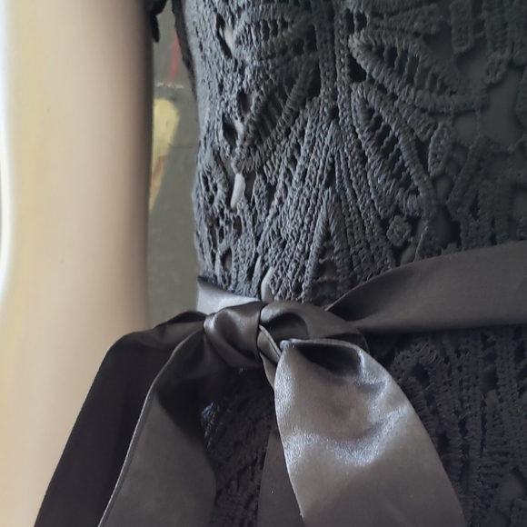 White House Black Label | Short Sleeve Crotchet Lace Dress with Cutout - Picture 6 of 16